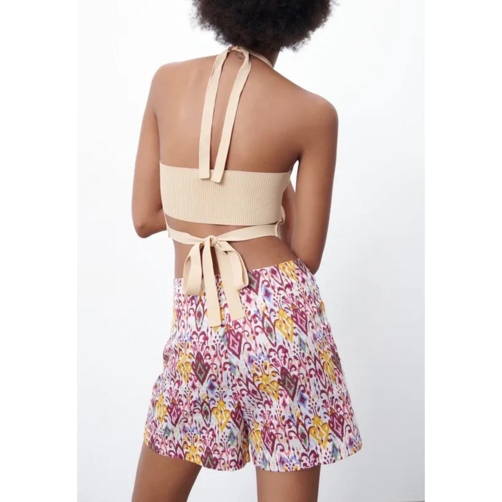 NEW Zara Floral Wrap Skirt Bundle 2 Items Red Yellow Skort Womens Small Pareo - Picture 10 of 13